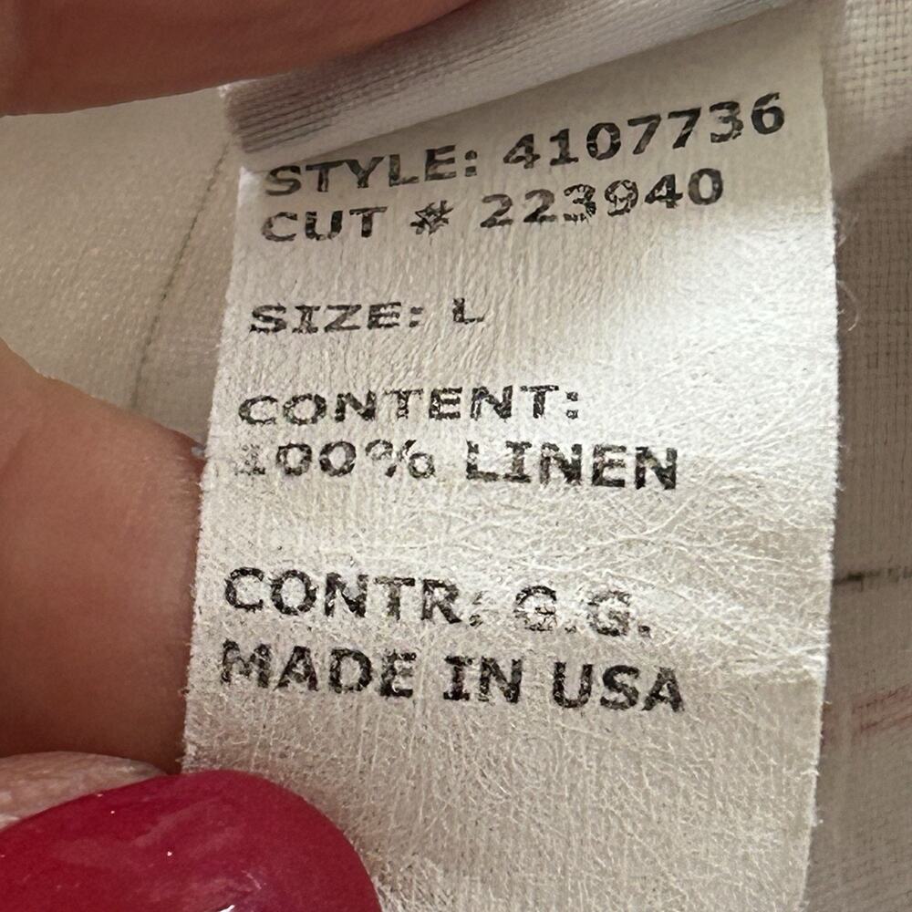 Cut Loose Long Linen Tunic Shirt Size L White Plaid Button Up - Picture 6 of 6